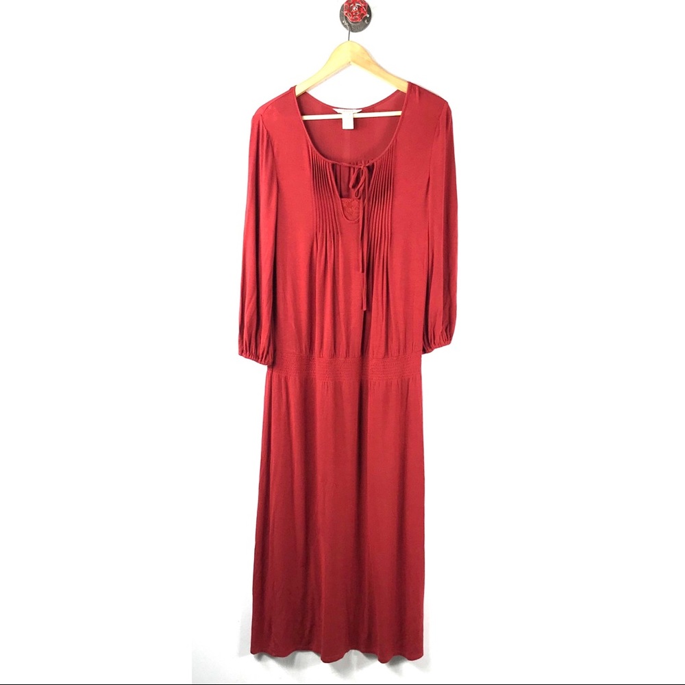 Sundance M dress maxi boho long sleeve front tie
